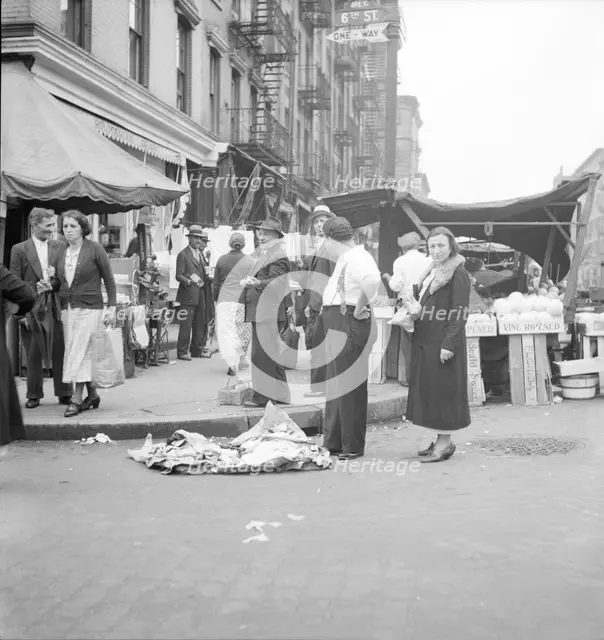 Sixth Street and Avenue C, New York City - Background photo for Hightstown project, 1936. Creator: Dorothea Lange.