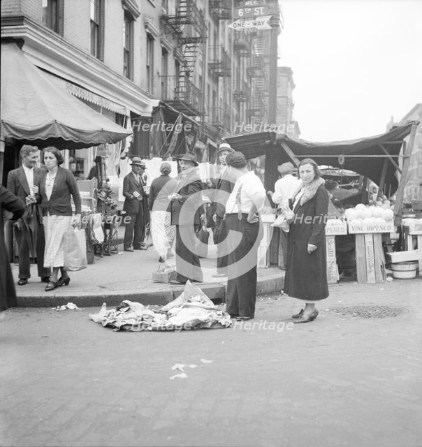Sixth Street and Avenue C, New York City - Background photo for Hightstown project, 1936. Creator: Dorothea Lange.