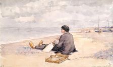 Sizewell - James McBey Sketching, 1914. Creator: Martin Hardie