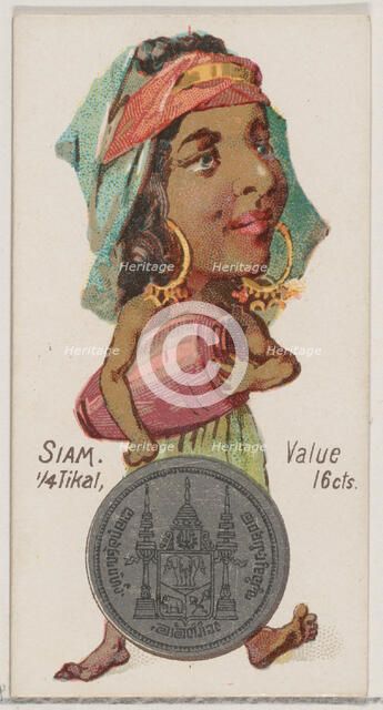 Siam, 1/4 Tikal, from the series Coins of All Nations (N72, variation 1) for Duke brand ci..., 1889. Creator: Unknown.