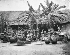 Siam (Thailand): a khon (masked dance drama) and lakhon (acting) troupe, 1865. Creator: John Thomson
