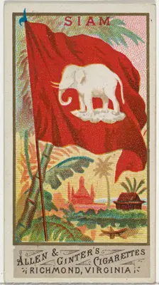 Siam, from Flags of All Nations, Series 1 (N9) for Allen & Ginter Cigarettes Brands, 1887. Creator: Allen & Ginter