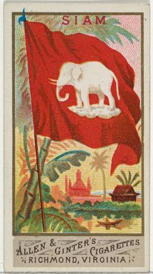 Siam, from Flags of All Nations, Series 1 (N9) for Allen & Ginter Cigarettes Brands, 1887. Creator: Allen & Ginter