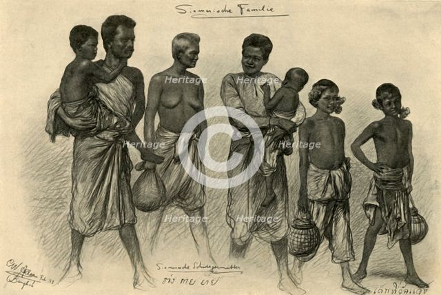 Siamese family, Bangkok, 1898. Creator: Christian Wilhelm Allers.