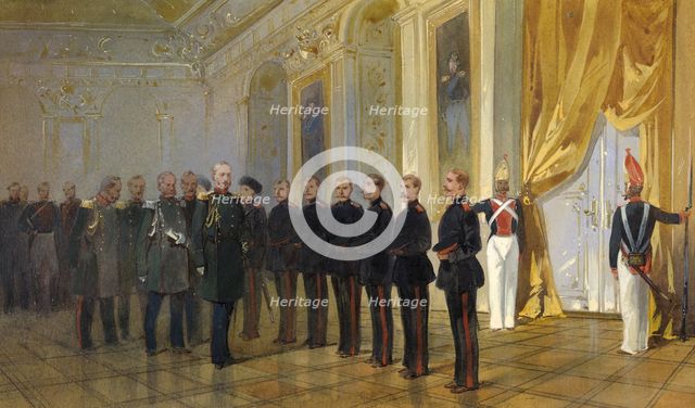 Siberian Cossacks in the Guard Presentation to the Emperor Nikolai Pavlovich at the..., 19th cent. Creator: Nikolay Nikolaevich Karazin.