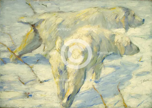 Siberian Dogs in the Snow. Artist: Marc, Franz (1880-1916)
