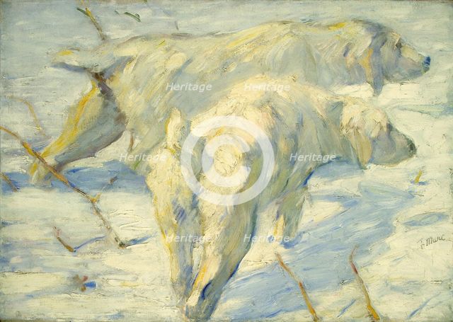 Siberian Dogs in the Snow. Artist: Marc, Franz (1880-1916)