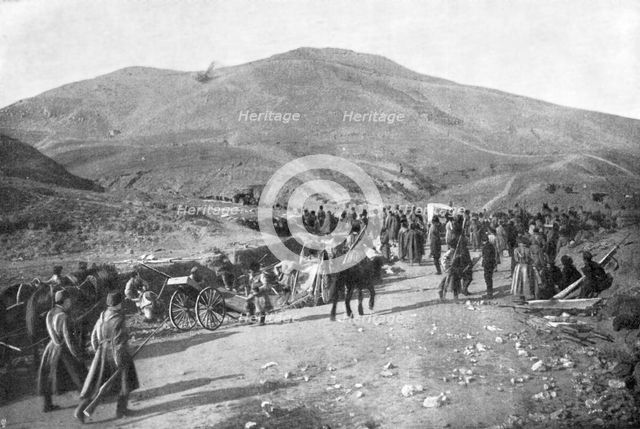 Siberian reserve taking up positions, Russo-Japanese War, 1904-5. Artist: Unknown