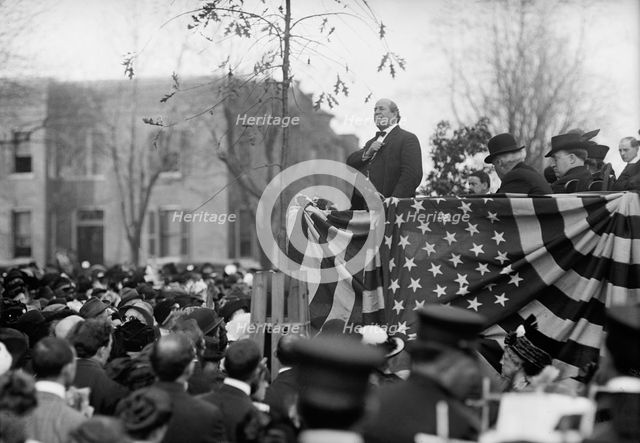 Sibley Memorial Hospital Cornerstone Laying - Bryan Speaking; Cranston at Left, 1913. Creator: Harris & Ewing.