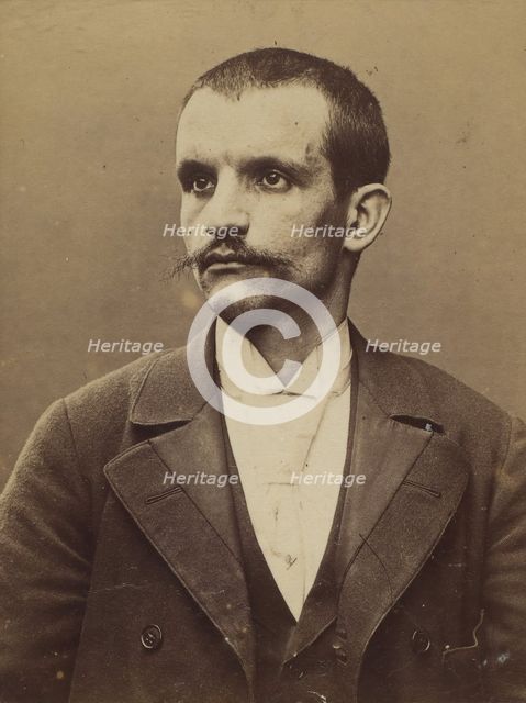 Sicard. André. 32 ans, né à N?mes le 25/10/62. Bijoutier. Anarchiste. 2/7/94., 1894. Creator: Alphonse Bertillon.