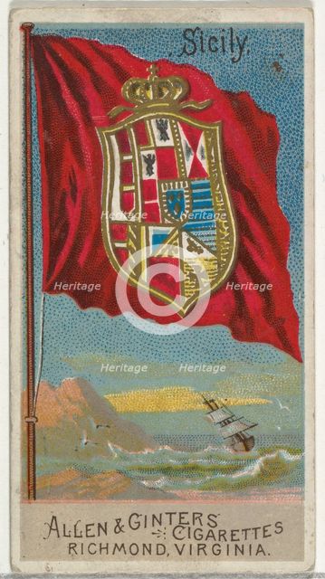 Sicily, from Flags of All Nations, Series 2 (N10) for Allen & Ginter Cigarettes Brands, 1890. Creator: Allen & Ginter.