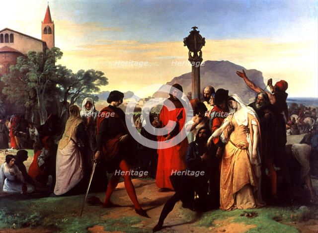 Sicilian Eve (1282), oil Painting from 19th century by Francesco Hayez.