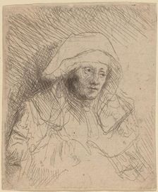 Sick Woman with a Large White Headdress (Saskia), c. 1641/1642. Creator: Rembrandt Harmensz van Rijn