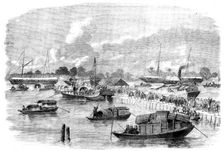 Sick and Wounded embarking at Hong-Kong on board the Steamer "Canton", 1858. Creator: Unknown