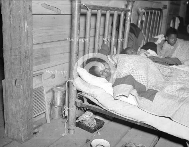 Sick flood refugee in the Red Cross temporary infirmary at Forrest City, Arkansas, 1937. Creator: Walker Evans.
