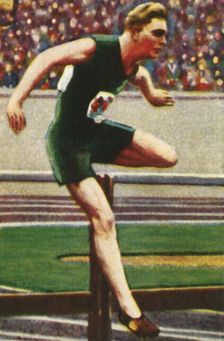 Sid Atkinson of South Africa, winner of the 110m hurdles, 1928. Creator: Unknown