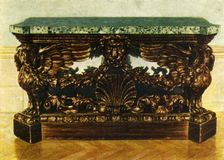 Side-Table of Carved Oak (about 1730) 1938. Creator: Unknown