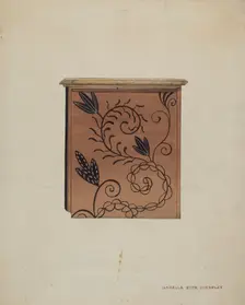 Side View of Guilford Painted Chest, c. 1936. Creator: Isabella Ruth Doerfler
