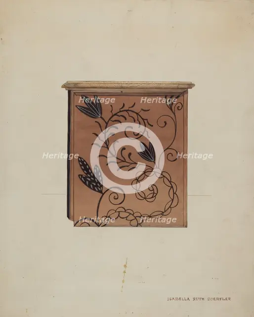 Side View of Guilford Painted Chest, c. 1936. Creator: Isabella Ruth Doerfler.