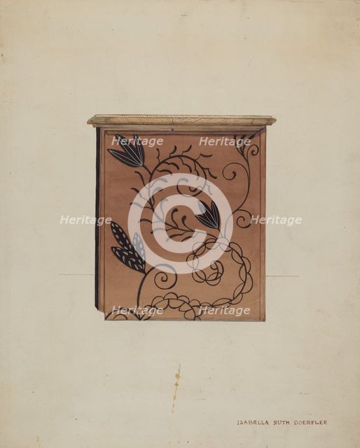 Side View of Guilford Painted Chest, c. 1936. Creator: Isabella Ruth Doerfler.