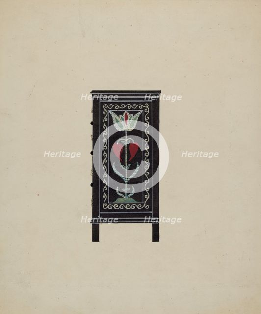 Side View of Guilford Painted Chest, c. 1936. Creator: Martin Partyka.