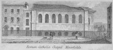 Side view of St Mary's Roman Catholic Church, Moorfields, City of London, 1825. Artist: Anon