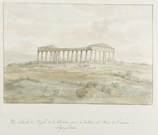 Side view of the Temple of Concordia within the walls of Ancient Agrigento, 1778. Creator: Louis Ducros