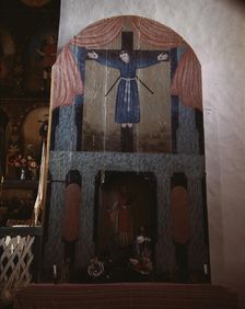 Side altar in the church dedicated to San Lorenzo and San Felipe de Jesus, Trampas, New Mexico, 1943 Creator: John Collier