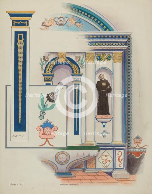 Side Altar, San Luis Rey Mission, 1936. Creator: Howard H. Sherman.