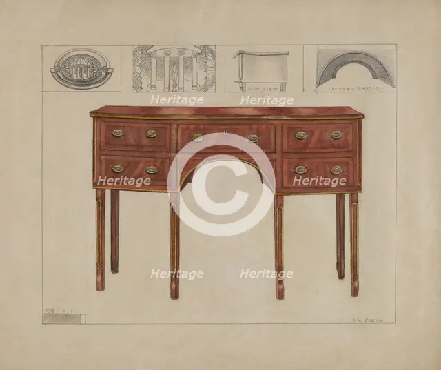Side Board-Sheraton, c. 1936. Creator: Edgar L. Pearce.