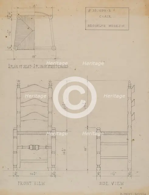 Side Chair, c. 1937. Creator: B. Holst-Grubbe.
