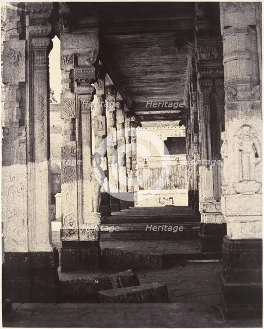 Side Colonnade in the Muroothappa Sarvacar Mundapam, January-March 1858. Creator: Captain Linnaeus Tripe.