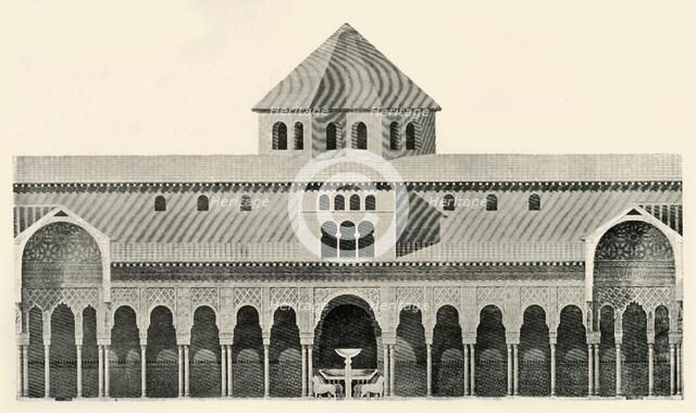 'Side Elevation of the Court of the Lions and Fountain', 19th century, (1907). Creator: Unknown.