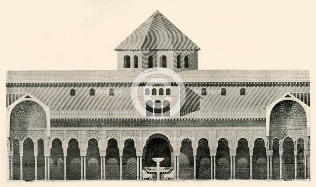 'Side Elevation of the Court of the Lions and Fountain', 19th century, (1907). Creator: Unknown.