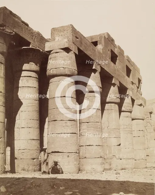 Side of the Hypostyle Hall of the Ramesseum. Luxor, West Bank (Thebes), between 1860 and 1903. Creator: Antonio Beato.