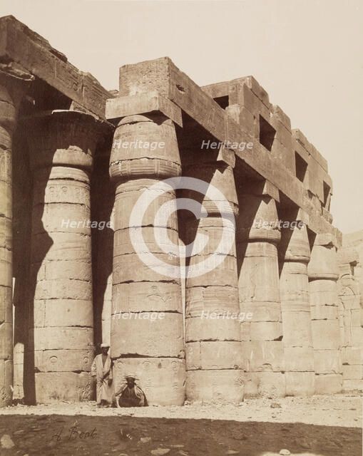 Side of the Hypostyle Hall of the Ramesseum. Luxor, West Bank (Thebes), between 1860 and 1903. Creator: Antonio Beato.