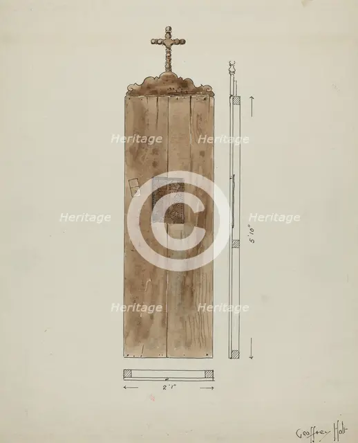 Side of Original Confessional, c. 1936. Creator: Geoffrey Holt.