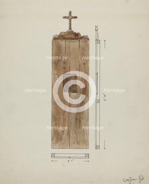 Side of Original Confessional, c. 1936. Creator: Geoffrey Holt.