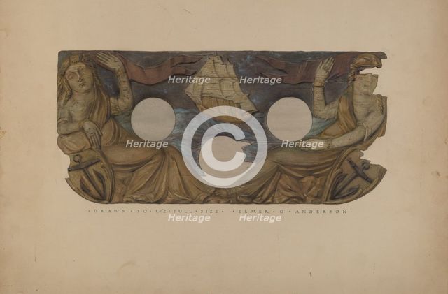 Side Panel of a Fire Engine, c. 1938. Creator: Elmer G Anderson.