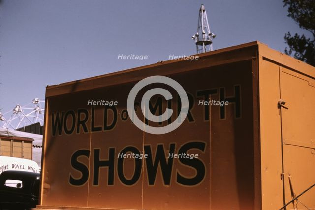 Side show at the Vermont state fair, Rutland, 1941. Creator: Jack Delano.