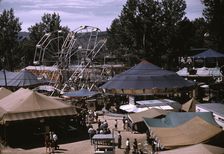 Side shows at the Vermont state fair, Rutland, 1941. Creator: Jack Delano