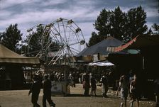 Side shows at the Vermont state fair, Rutland, 1941. Creator: Jack Delano