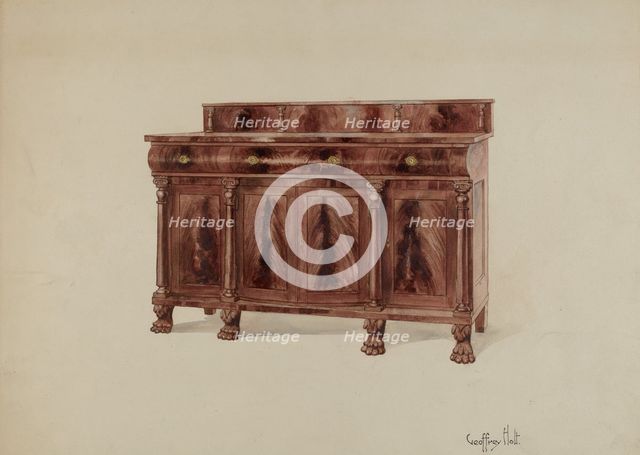 Sideboard, Mahogany, 1937. Creator: Geoffrey Holt.