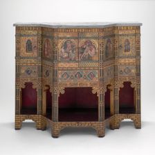 Sideboard and Wine Cabinet, London, 1859. Creators: William Burges, Nathaniel Hubert John Westlake, Harland & Fisher