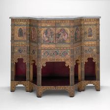 Sideboard and Wine Cabinet, London, 1859. Creators: William Burges, Nathaniel Hubert John Westlake, Harland & Fisher