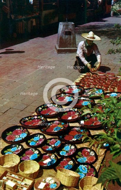 Sidewalk merchant, Olvera Street, Los Angeles, California, USA, 1953. Artist: Unknown