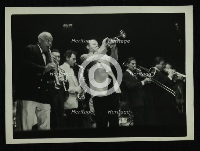 Sidney Bechet (soprano saxophone) and Humphrey Lyttelton playing at Colston Hall, Bristol, 1956. Artist: Denis Williams