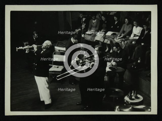 Sidney Bechet (soprano saxophone) in concert at Colston Hall, Bristol, 1956. Creator: Denis Williams.
