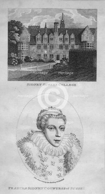 'Sidney Sussex College; Frances Sidney Countess of Sussex', 1801. Creator: Edward Harding.