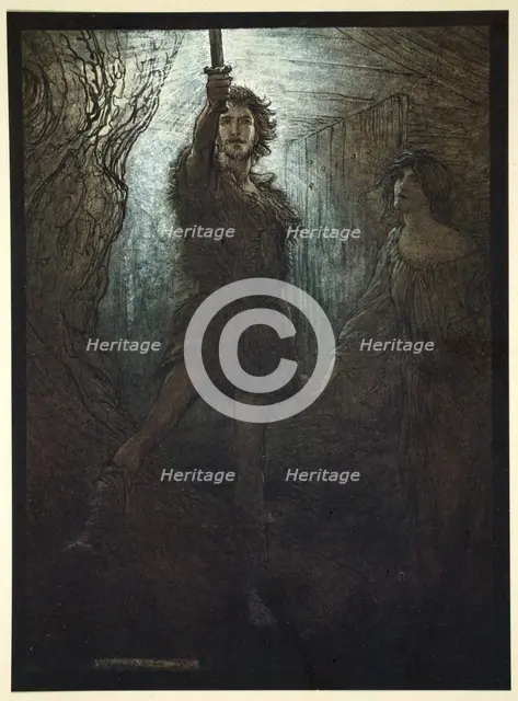 'Siegmund the Walsung thou does see! As bride gift he brings thee his sword', 1910.  Creator: Arthur Rackham.